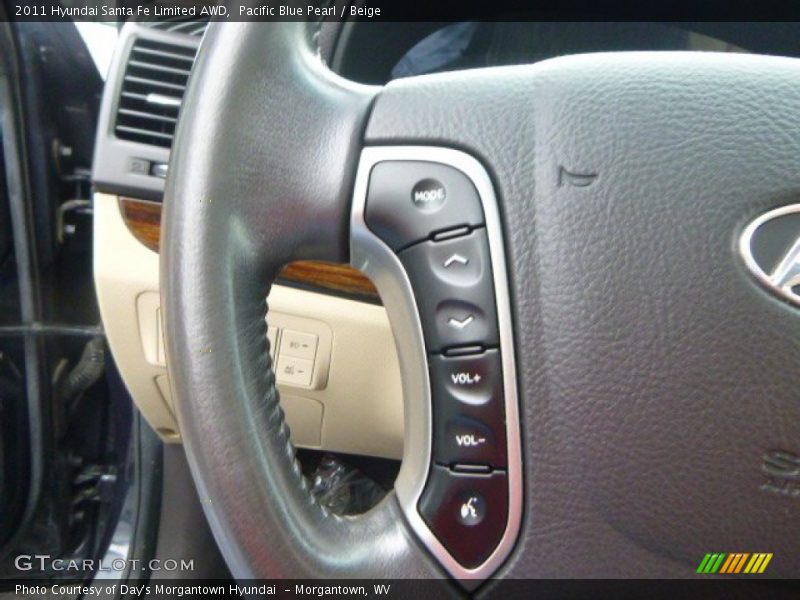 Pacific Blue Pearl / Beige 2011 Hyundai Santa Fe Limited AWD