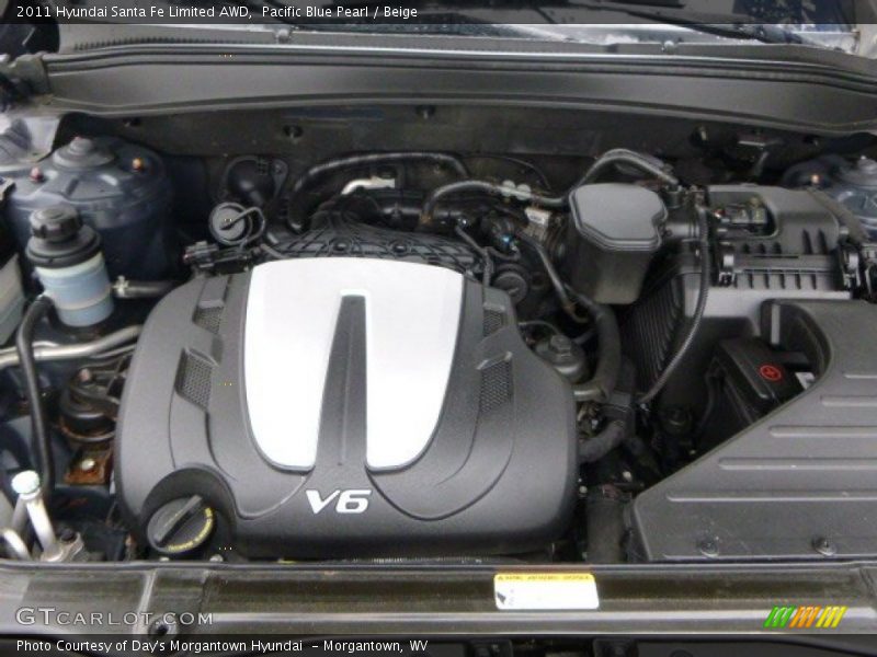 Pacific Blue Pearl / Beige 2011 Hyundai Santa Fe Limited AWD