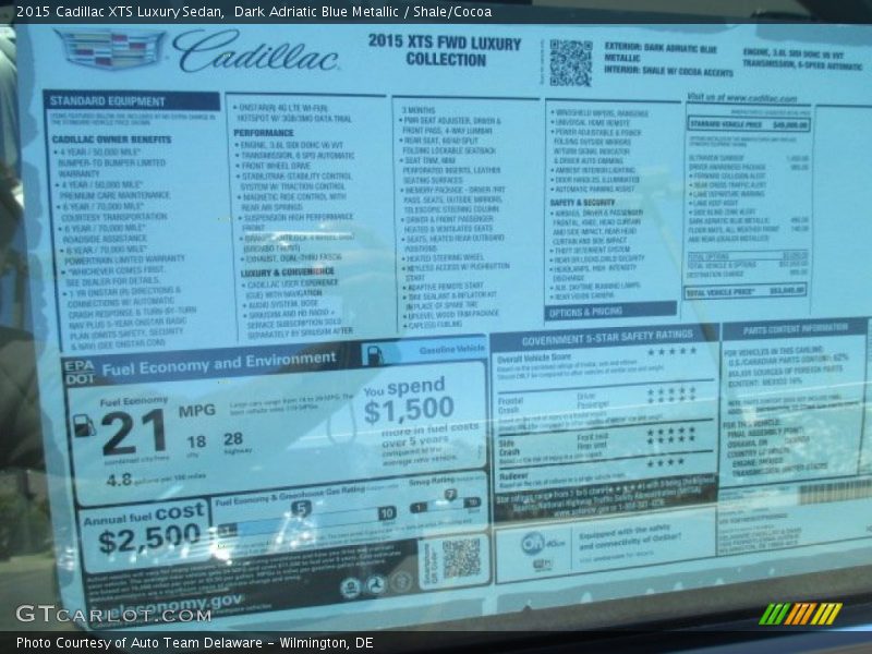 Dark Adriatic Blue Metallic / Shale/Cocoa 2015 Cadillac XTS Luxury Sedan