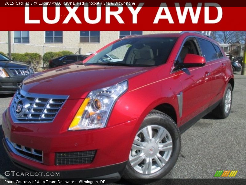 Crystal Red Tintcoat / Shale/Brownstone 2015 Cadillac SRX Luxury AWD