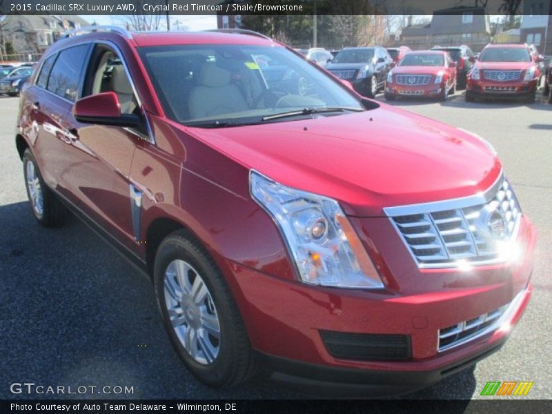 Crystal Red Tintcoat / Shale/Brownstone 2015 Cadillac SRX Luxury AWD