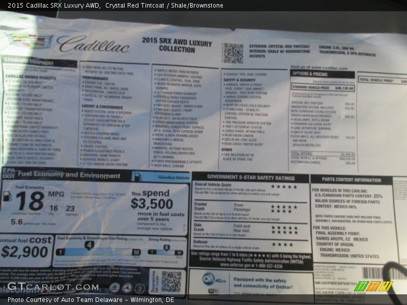 Crystal Red Tintcoat / Shale/Brownstone 2015 Cadillac SRX Luxury AWD