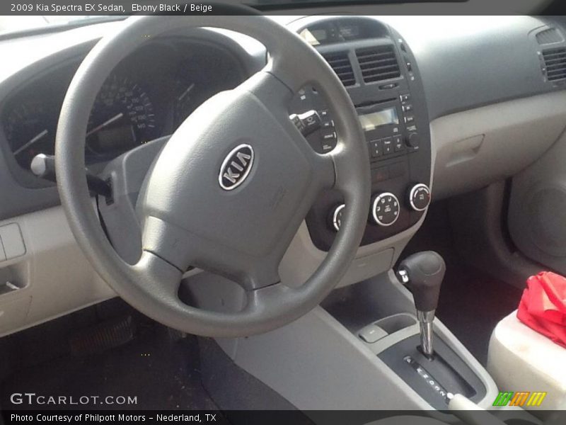 Ebony Black / Beige 2009 Kia Spectra EX Sedan