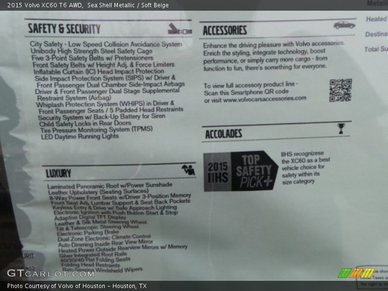  2015 XC60 T6 AWD Window Sticker