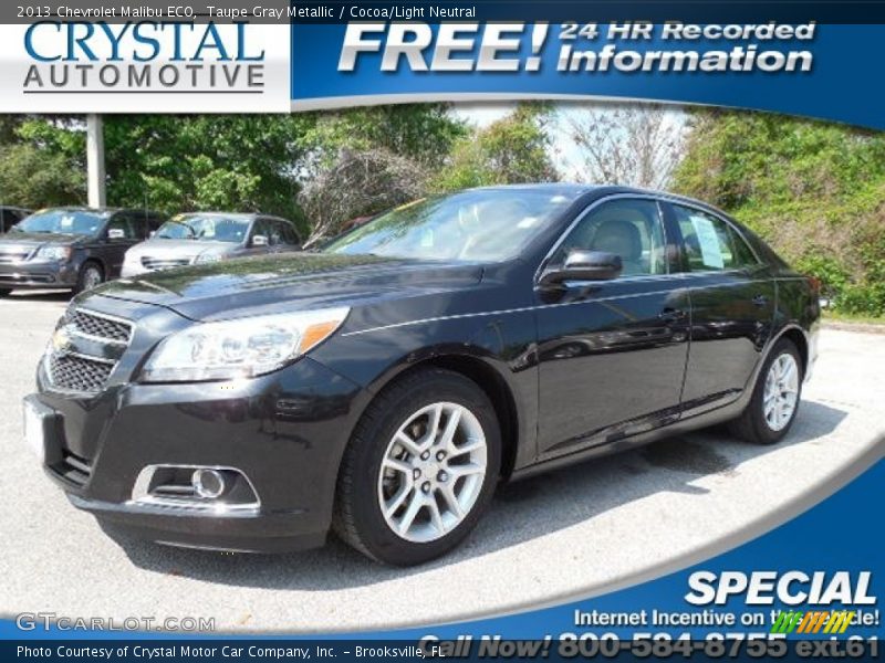 Taupe Gray Metallic / Cocoa/Light Neutral 2013 Chevrolet Malibu ECO