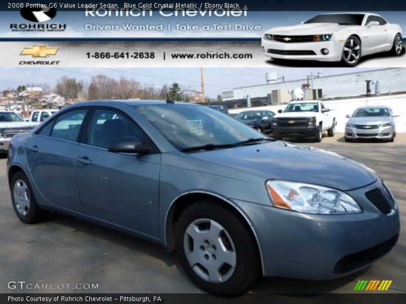 Blue Gold Crystal Metallic / Ebony Black 2008 Pontiac G6 Value Leader Sedan