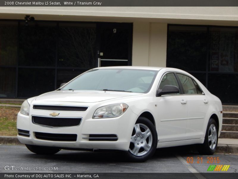 White / Titanium Gray 2008 Chevrolet Malibu LS Sedan