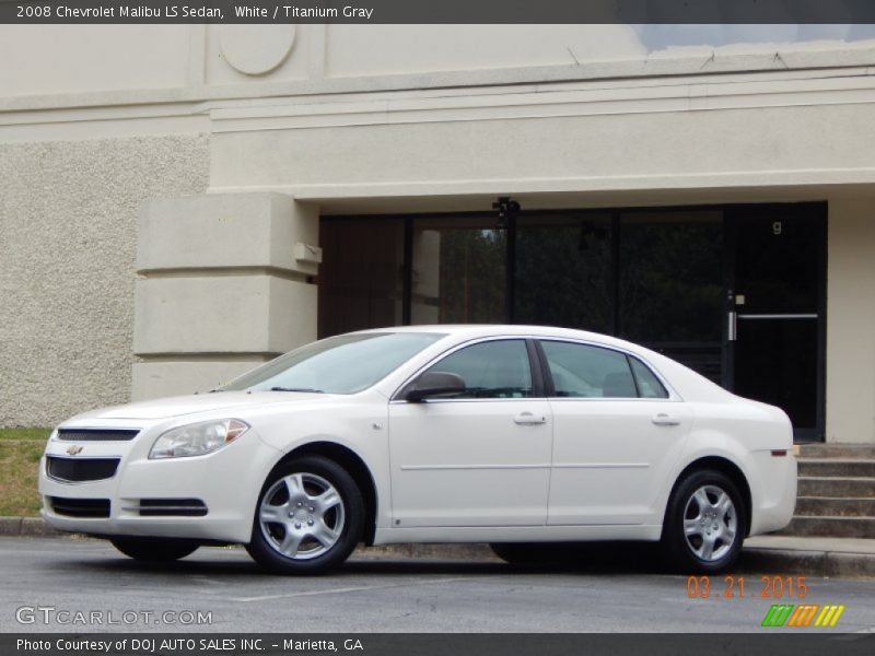 White / Titanium Gray 2008 Chevrolet Malibu LS Sedan