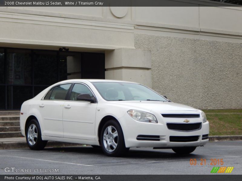 White / Titanium Gray 2008 Chevrolet Malibu LS Sedan