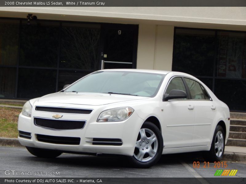 White / Titanium Gray 2008 Chevrolet Malibu LS Sedan