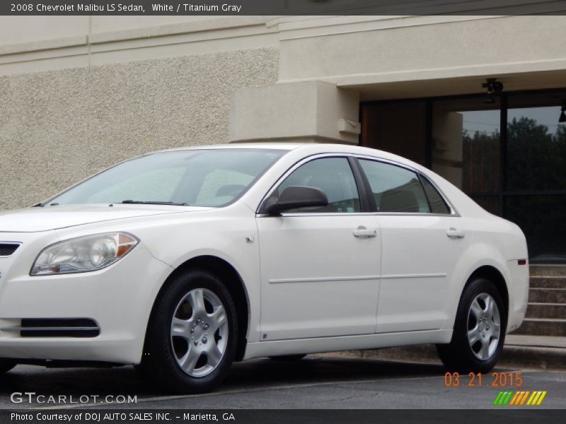 White / Titanium Gray 2008 Chevrolet Malibu LS Sedan