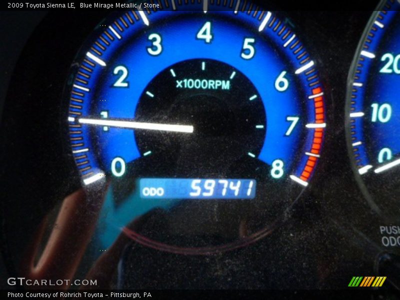 Blue Mirage Metallic / Stone 2009 Toyota Sienna LE