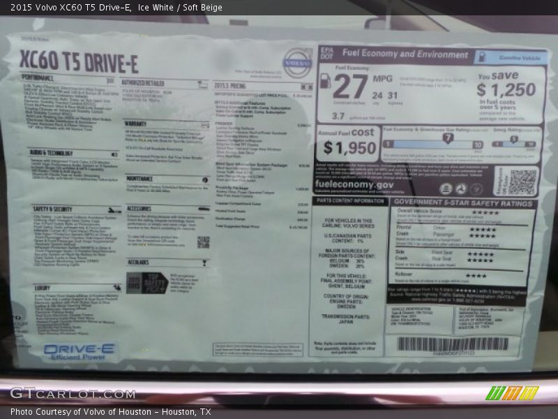 Ice White / Soft Beige 2015 Volvo XC60 T5 Drive-E