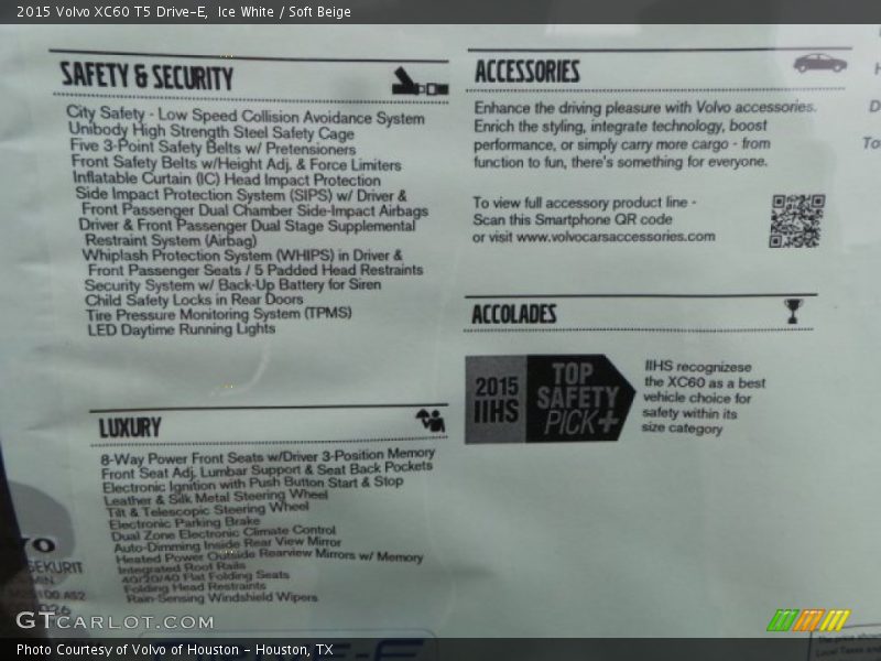 Ice White / Soft Beige 2015 Volvo XC60 T5 Drive-E