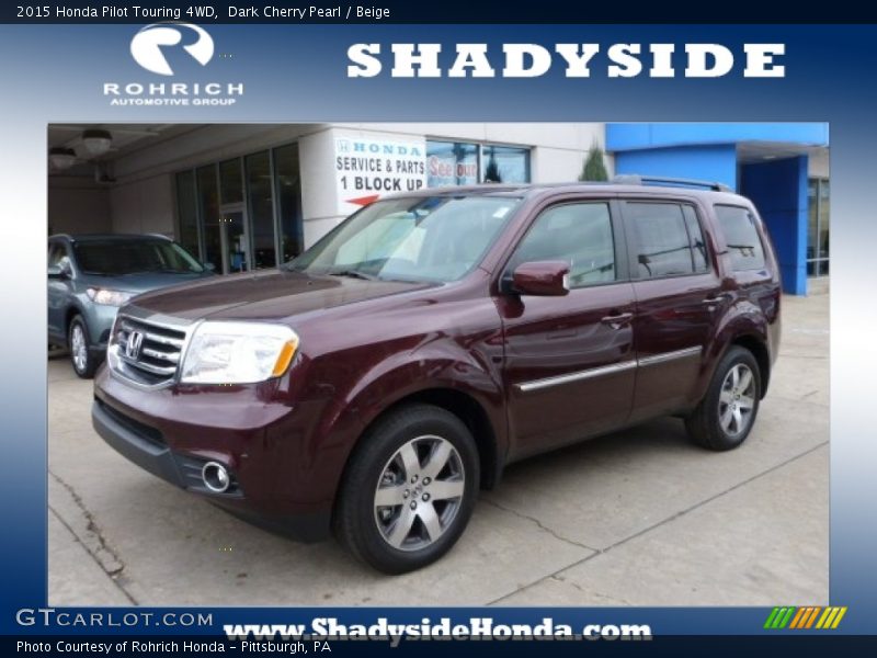 Dark Cherry Pearl / Beige 2015 Honda Pilot Touring 4WD