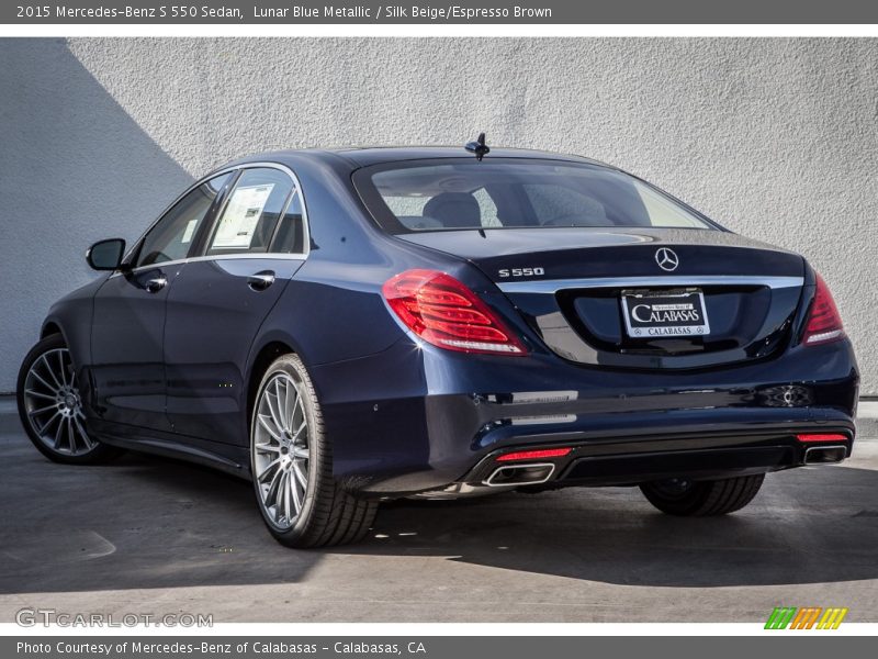 Lunar Blue Metallic / Silk Beige/Espresso Brown 2015 Mercedes-Benz S 550 Sedan