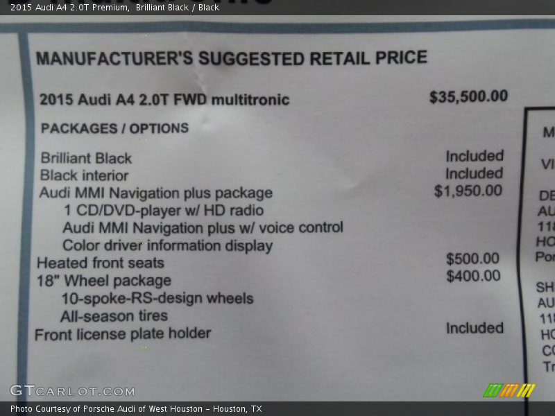 Brilliant Black / Black 2015 Audi A4 2.0T Premium