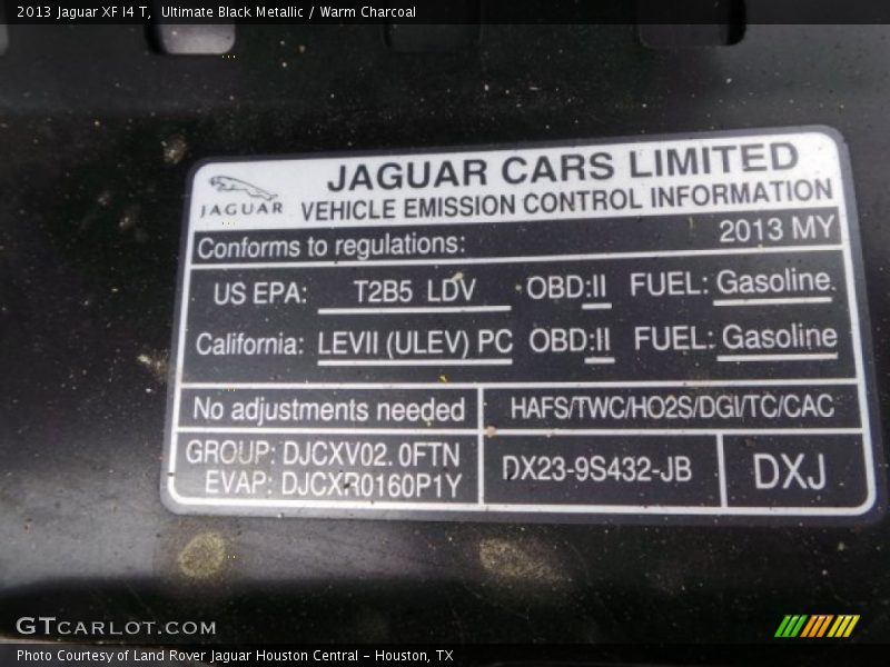 Ultimate Black Metallic / Warm Charcoal 2013 Jaguar XF I4 T