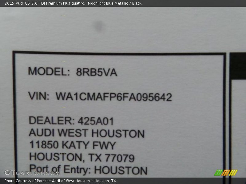 Moonlight Blue Metallic / Black 2015 Audi Q5 3.0 TDI Premium Plus quattro