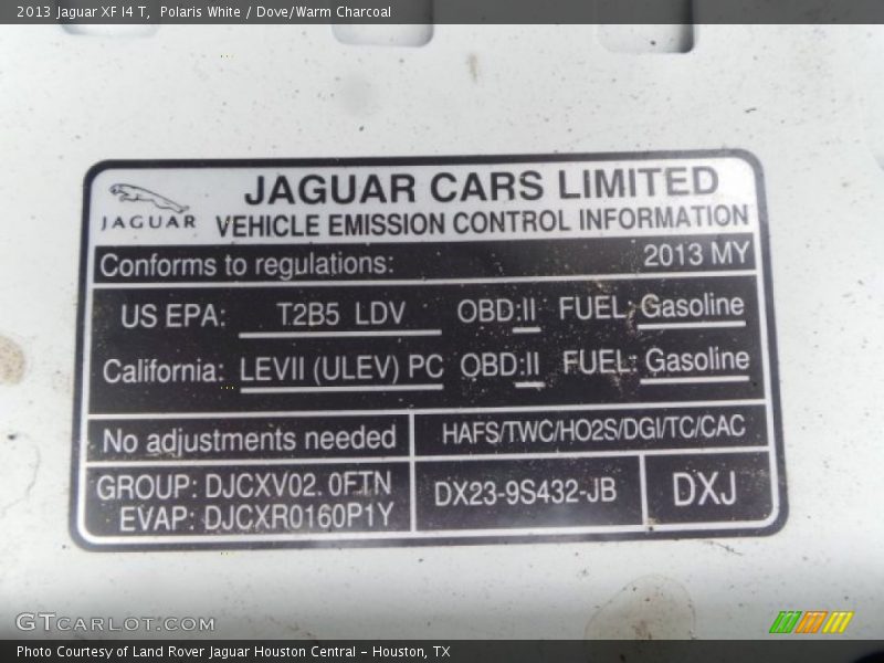 Polaris White / Dove/Warm Charcoal 2013 Jaguar XF I4 T