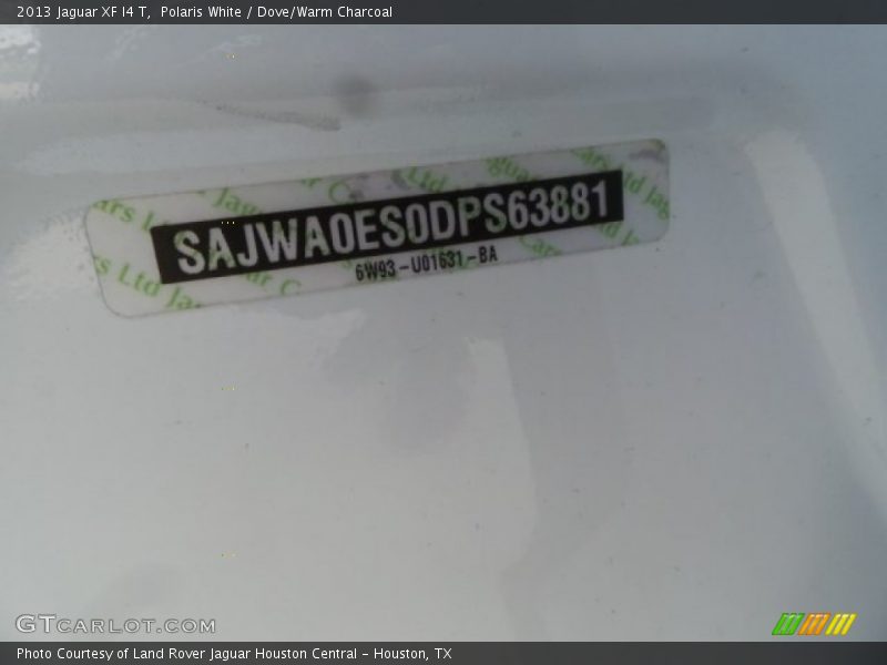 Polaris White / Dove/Warm Charcoal 2013 Jaguar XF I4 T