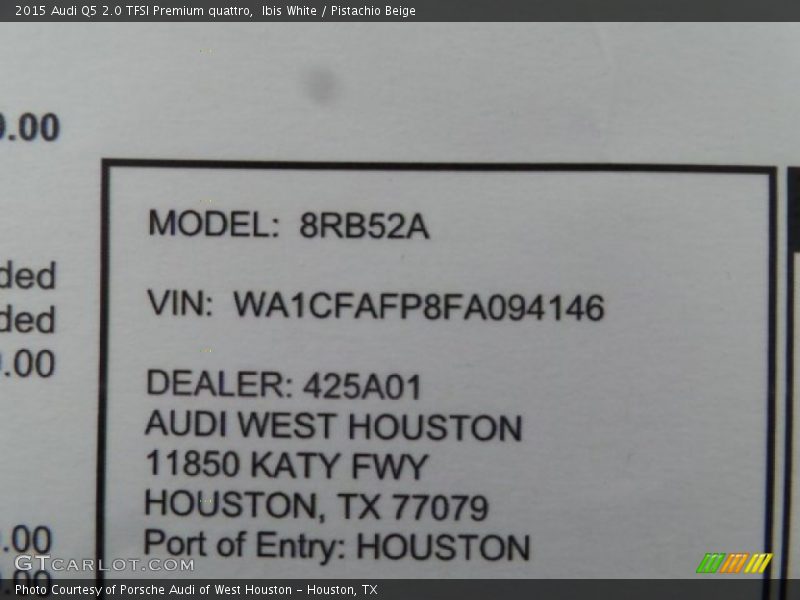 Ibis White / Pistachio Beige 2015 Audi Q5 2.0 TFSI Premium quattro