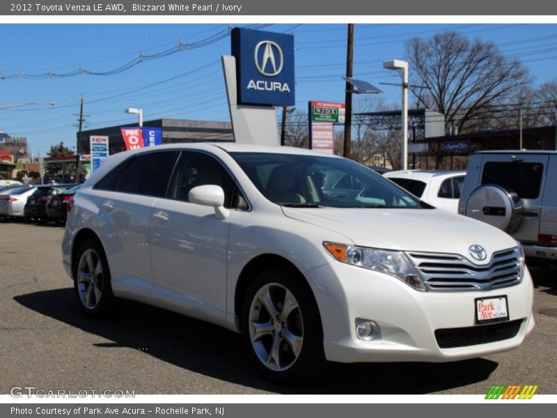 Blizzard White Pearl / Ivory 2012 Toyota Venza LE AWD