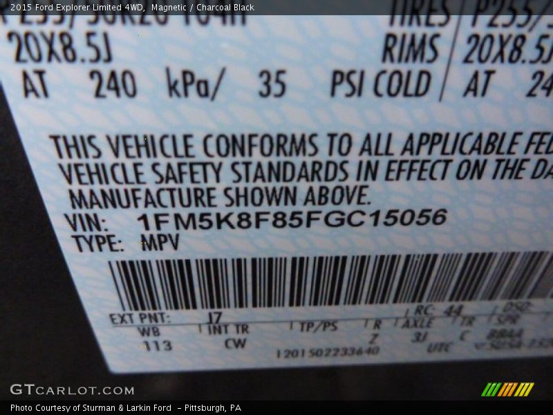Magnetic / Charcoal Black 2015 Ford Explorer Limited 4WD
