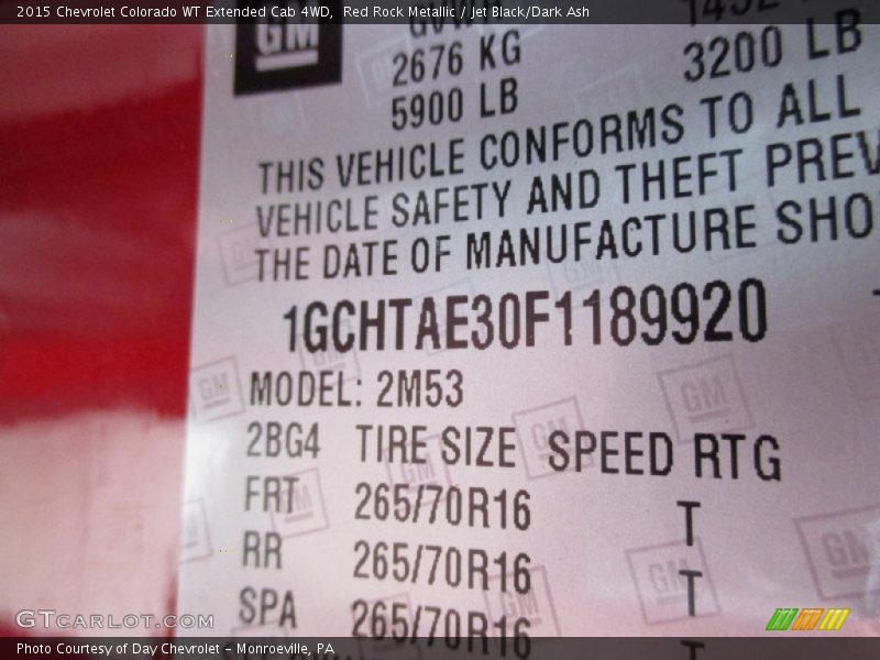 Red Rock Metallic / Jet Black/Dark Ash 2015 Chevrolet Colorado WT Extended Cab 4WD
