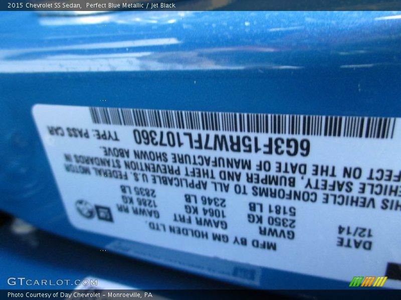 Perfect Blue Metallic / Jet Black 2015 Chevrolet SS Sedan