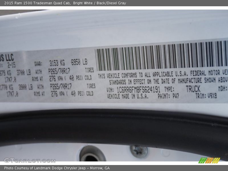 Bright White / Black/Diesel Gray 2015 Ram 1500 Tradesman Quad Cab