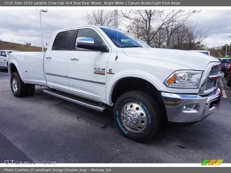 Bright White / Canyon Brown/Light Frost Beige 2015 Ram 3500 Laramie Crew Cab 4x4 Dual Rear Wheel