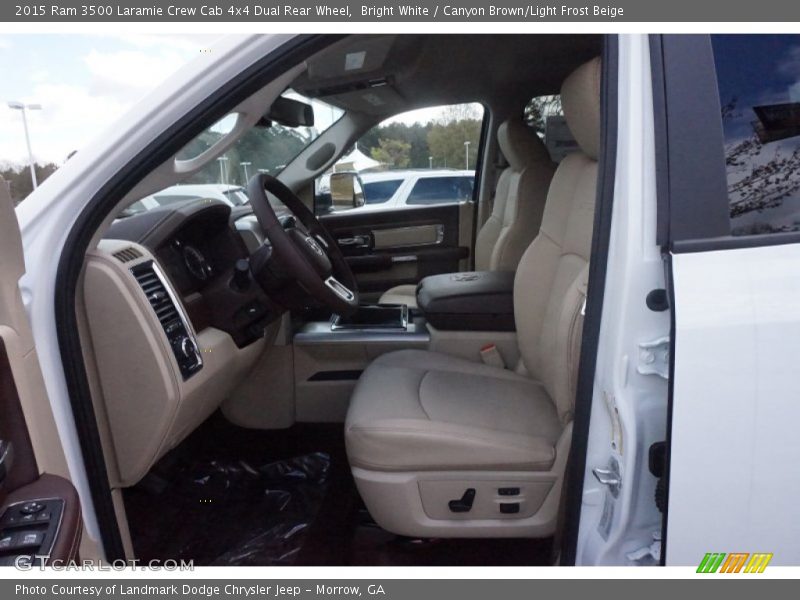 Bright White / Canyon Brown/Light Frost Beige 2015 Ram 3500 Laramie Crew Cab 4x4 Dual Rear Wheel