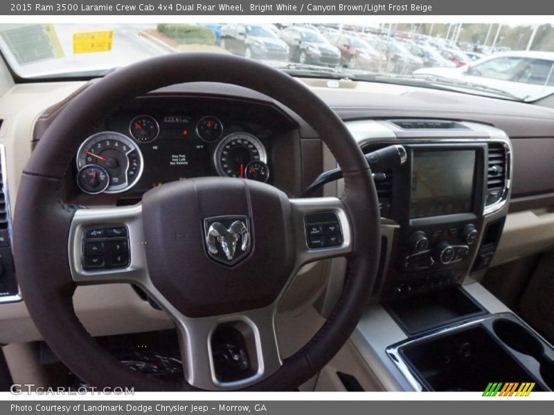 Bright White / Canyon Brown/Light Frost Beige 2015 Ram 3500 Laramie Crew Cab 4x4 Dual Rear Wheel