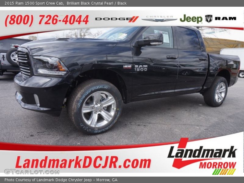 Brilliant Black Crystal Pearl / Black 2015 Ram 1500 Sport Crew Cab