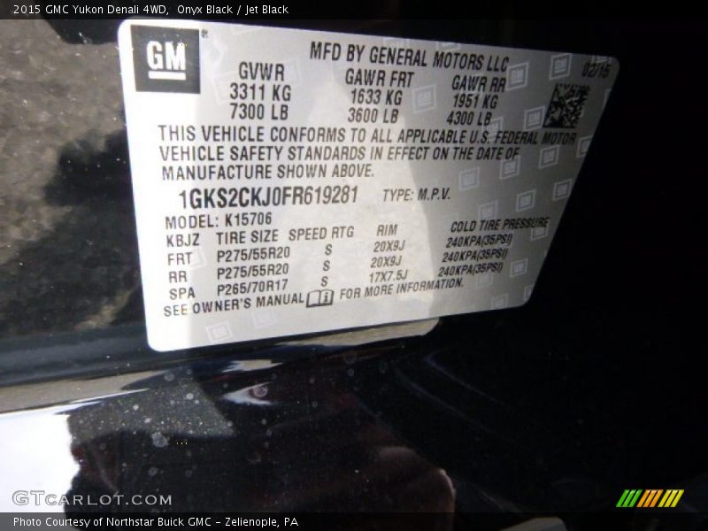 Onyx Black / Jet Black 2015 GMC Yukon Denali 4WD