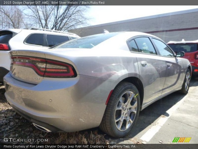 Billet Silver Metallic / Black/Ruby Red 2015 Dodge Charger SXT AWD