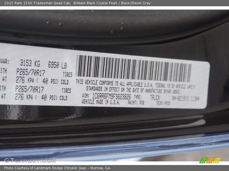 Brilliant Black Crystal Pearl / Black/Diesel Gray 2015 Ram 1500 Tradesman Quad Cab