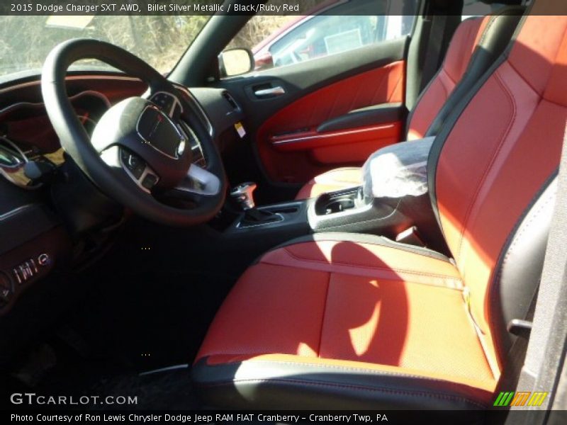 Billet Silver Metallic / Black/Ruby Red 2015 Dodge Charger SXT AWD