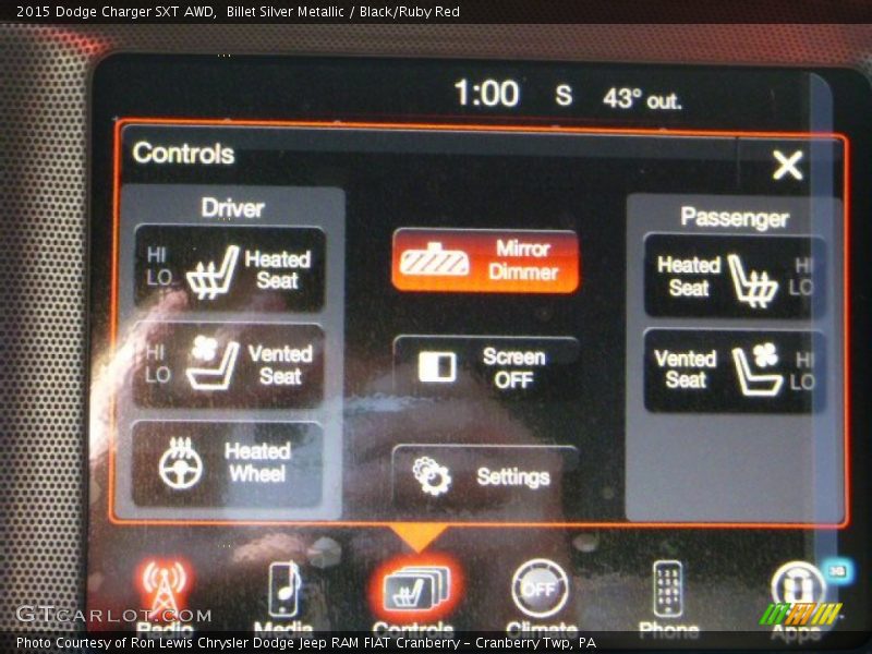 Billet Silver Metallic / Black/Ruby Red 2015 Dodge Charger SXT AWD