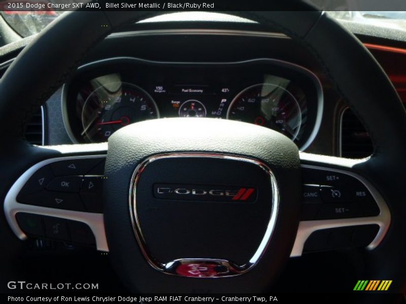 Billet Silver Metallic / Black/Ruby Red 2015 Dodge Charger SXT AWD