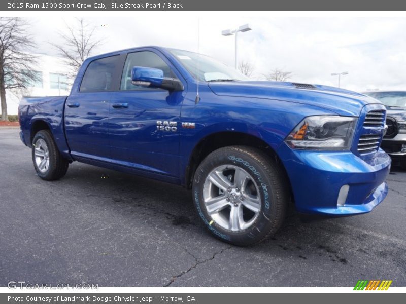 Blue Streak Pearl / Black 2015 Ram 1500 Sport Crew Cab