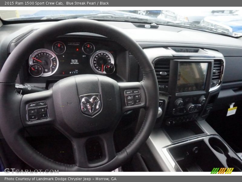 Blue Streak Pearl / Black 2015 Ram 1500 Sport Crew Cab