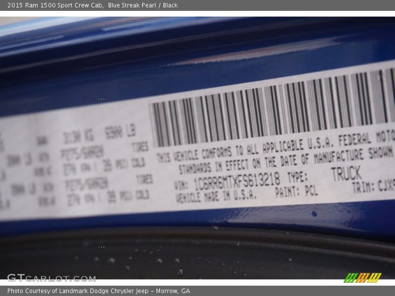 2015 1500 Sport Crew Cab Blue Streak Pearl Color Code PCL