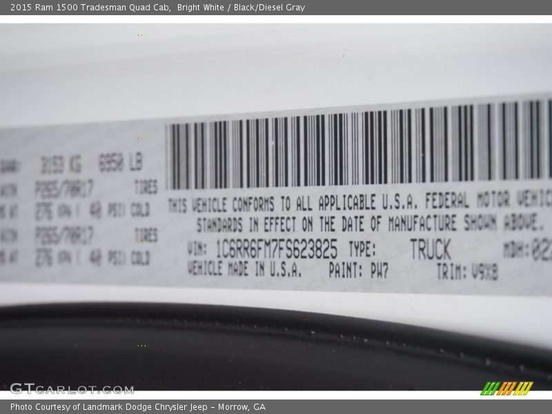 Bright White / Black/Diesel Gray 2015 Ram 1500 Tradesman Quad Cab