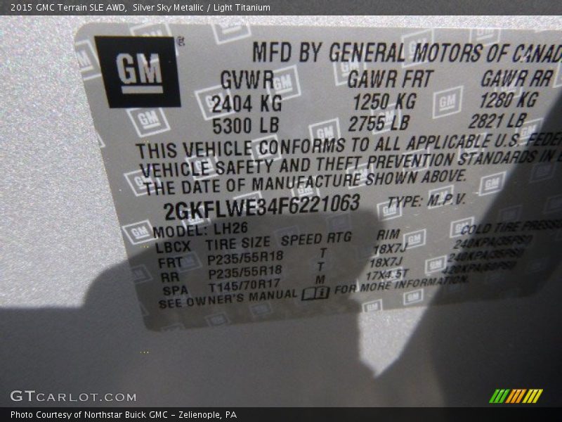 Silver Sky Metallic / Light Titanium 2015 GMC Terrain SLE AWD