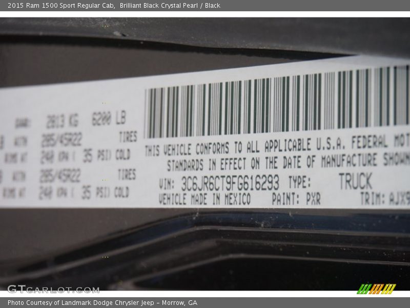 Brilliant Black Crystal Pearl / Black 2015 Ram 1500 Sport Regular Cab