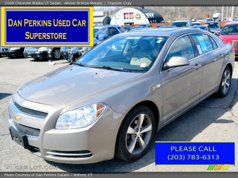 Amber Bronze Metallic / Titanium Gray 2008 Chevrolet Malibu LT Sedan