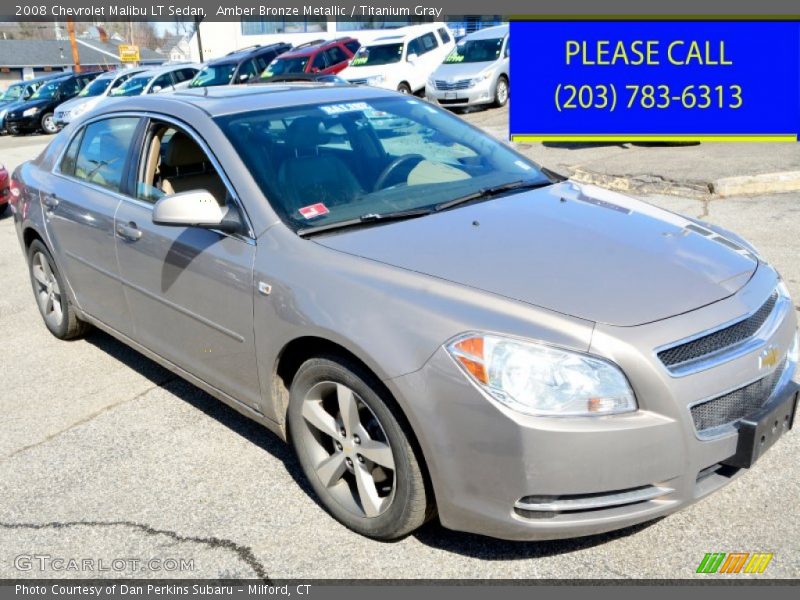 Amber Bronze Metallic / Titanium Gray 2008 Chevrolet Malibu LT Sedan