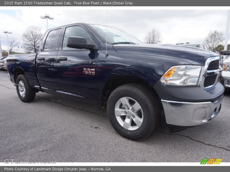 True Blue Pearl / Black/Diesel Gray 2015 Ram 1500 Tradesman Quad Cab